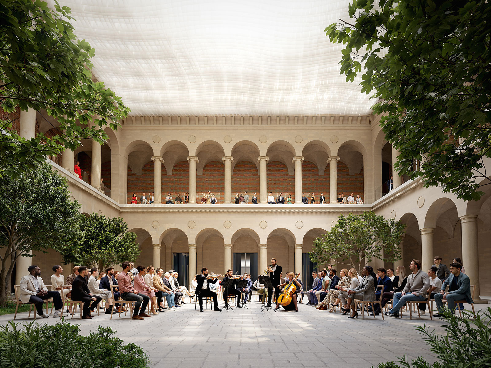 Rozzelle Court. The Nelson-Atkins Museum of Art the finalists. Rendering by Kengo Kuma and Associates and Malcolm Reading Consultants.