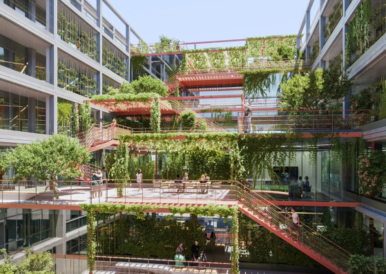Visualización. Edificio híbrido en la Behrens-Ufer de Berlín, por HENN