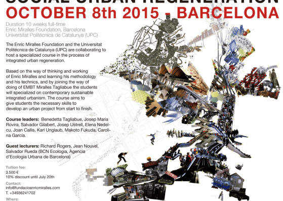 Cartel del Posgrado de Regeneración Urbana lanzado por la Fundació Enric Miralles. Fotografía © Fundació Enric Miralles