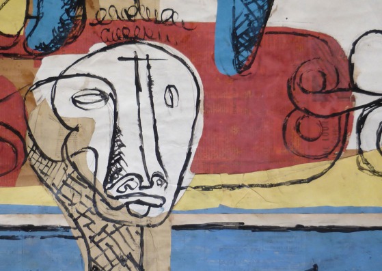 Taureau, 1960. Collage of papers, kraft paper, gouache and ink on paper. Signed. 52 x 73 cm. Image courtesy Guillermo de Osma Gallery