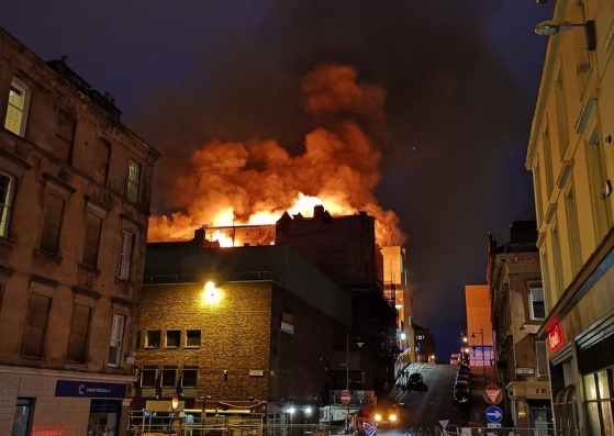 The fire ripped through the newly-restored building on Friday night. Photograph by Rocco Giudice