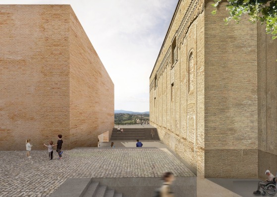 Rendering. New town hall of Montegiorgio, Italy by Vázquez Consuegra