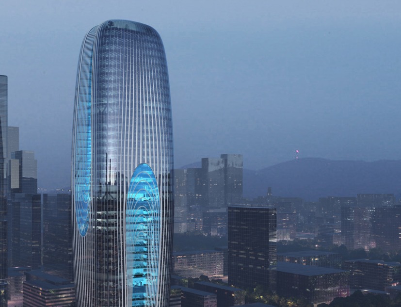 Daxia Tower by Zaha Hadid Architects. Rendering by Atchain