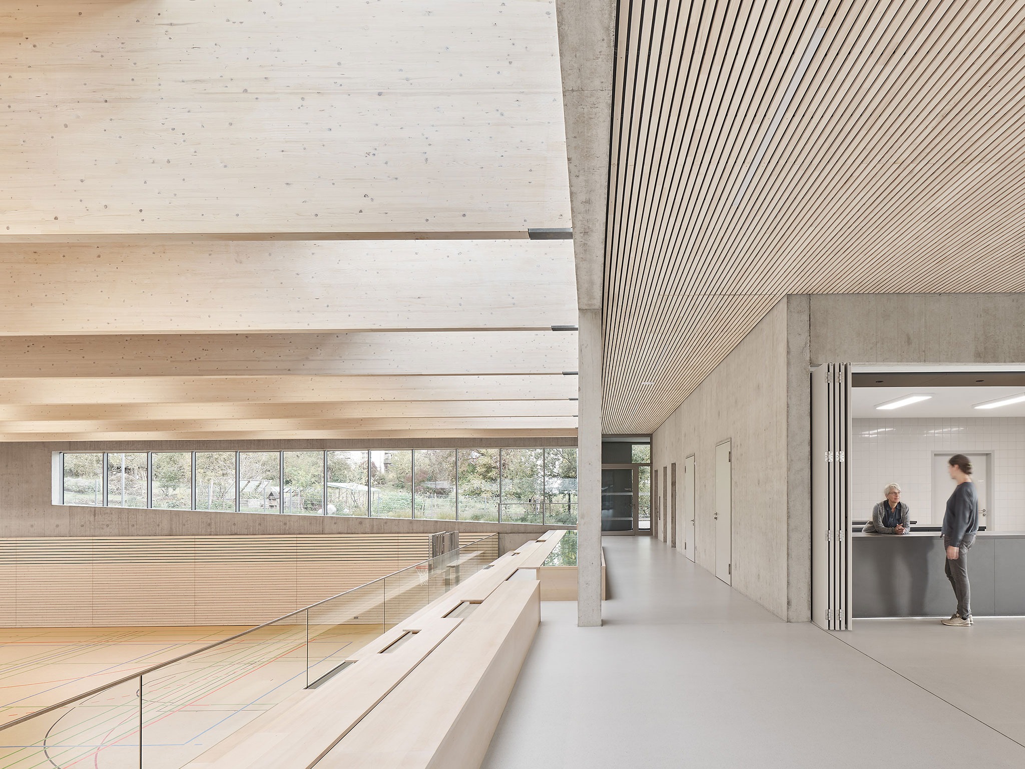 Three-pitch sports hall by Drei Architekten. Photograph by Zooey Braun. Three-pitch sports hall by Drei Architekten. Photograph by Zooey Braun.