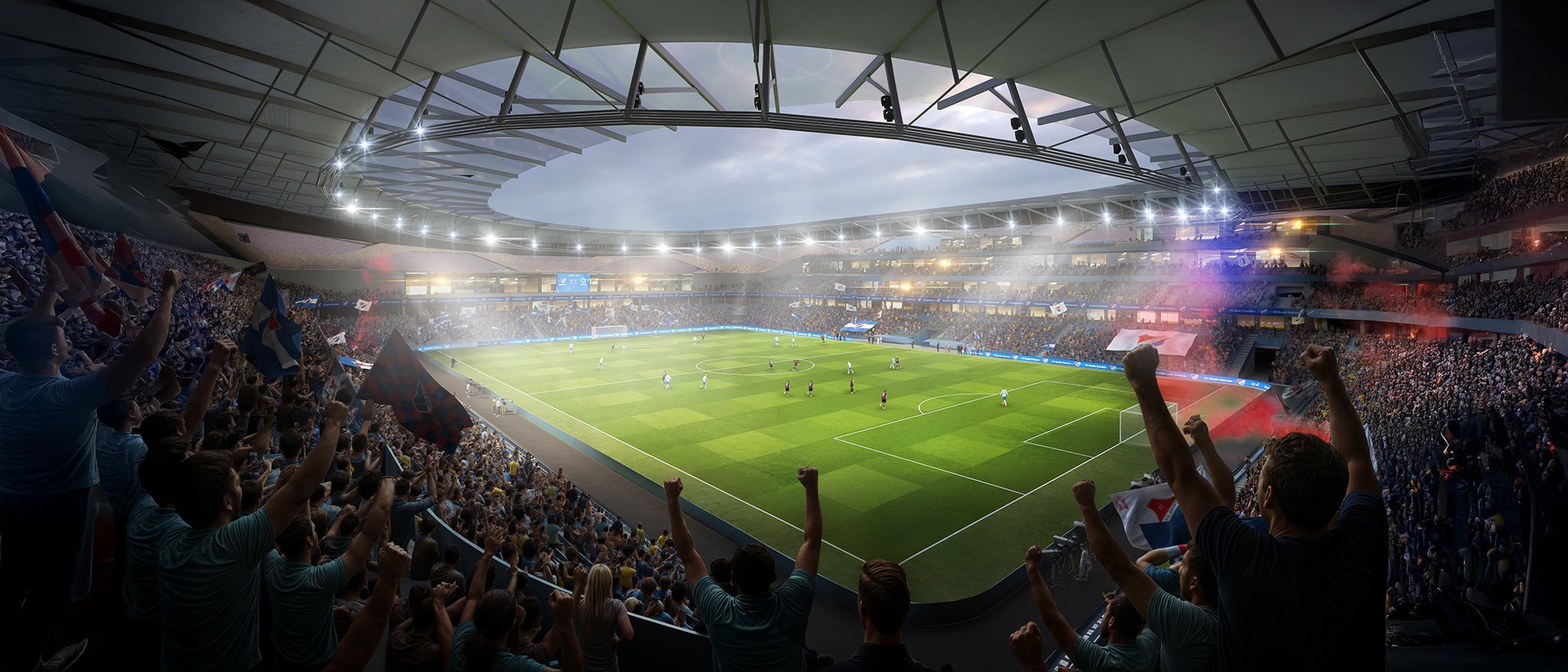 Nové Bazaly Stadium by L35 Architects. Rendering by L35 Architects.