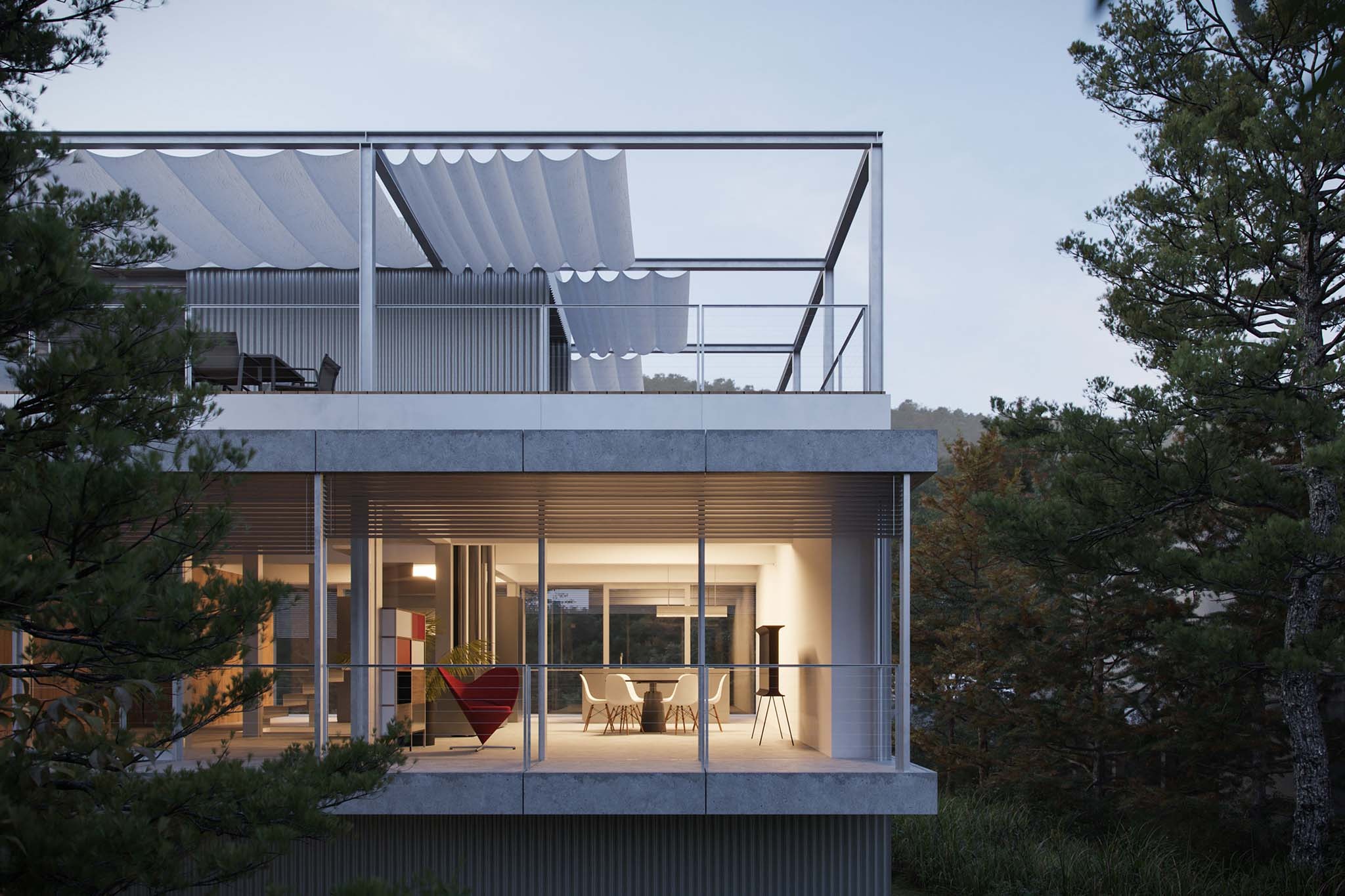 Vivienda unifamiliar junto a un ramal del Danubio por Čechvala architects. Fotografía por Alex Shoots Buildings.