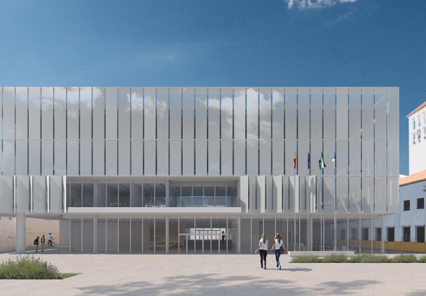 New Town Hall of Roquetas de Mar and expansion of the Plaza de la Constitución and adjacent public spaces by Estudio Carbajal SLP and Estudio Acta. Visualization courtesy of Estudio Carbajal SLP and Estudio Acta