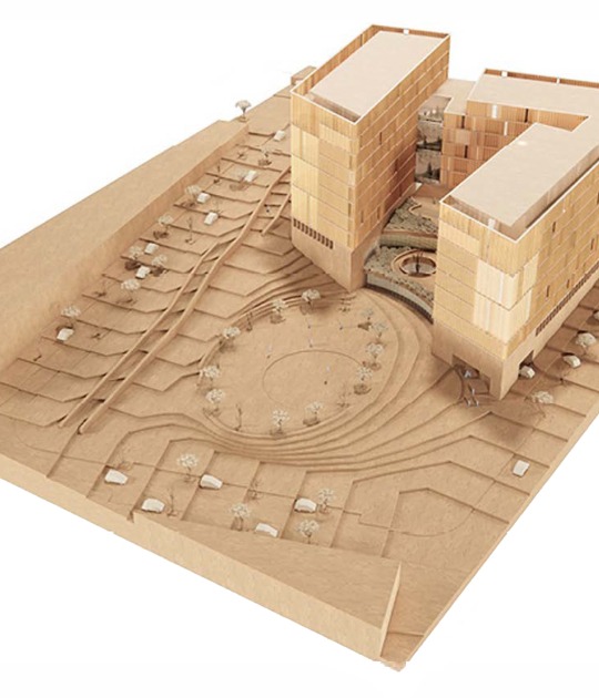 Maqueta. «Jardines para un acróbata» 166 viv. por MADC & Partners, Pereira-Royo Arquitectos y Alonso Hernández Asociados Arquitectura