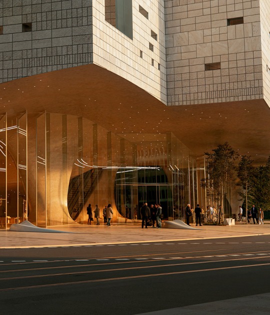 Rendering. New Düsseldorf opera house by Snøhetta. Image by Mir