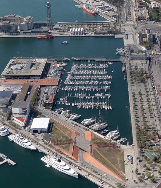 Bird's eye view of the Moll d'Espanya in Port Vell, Barcelona