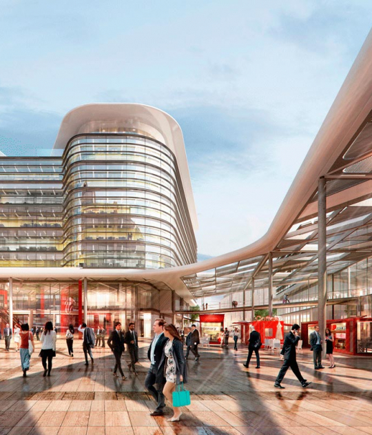 Visualización. Intercambiador de Cardiff por Foster + Partners