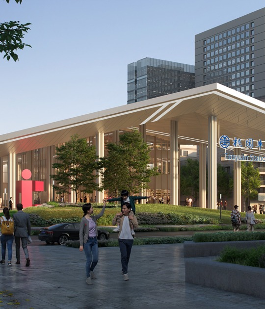 Nueva estación de Taoyuan por Mecanoo. Visualización por Mecanoo