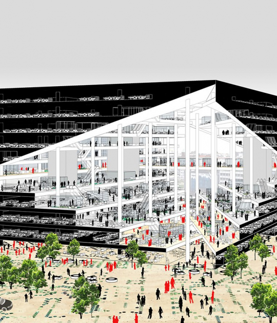 Propuesta de OMA para el nuevo Axel Springer Media Center. Imagen cortesía de OMA