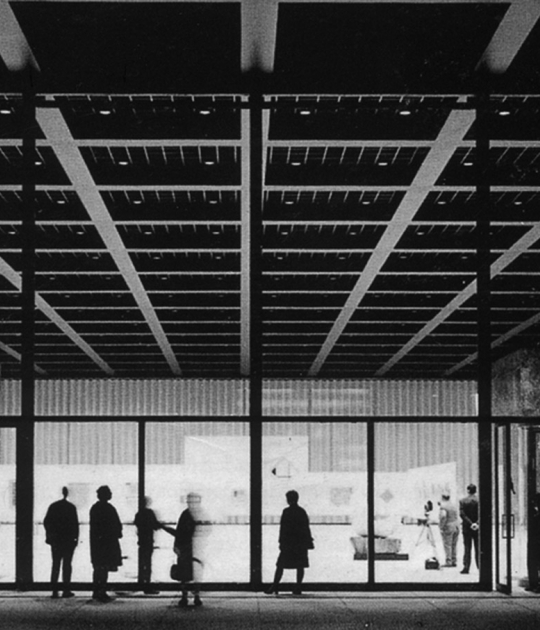 Vista del interior. Nueva Galería Nacional, Mies van der Rohe, Berlín, 1968