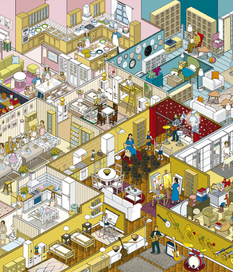 Large-scale image of the book. 10 Ikea families + their homes for russian campaign. Image © Rod Hunt 