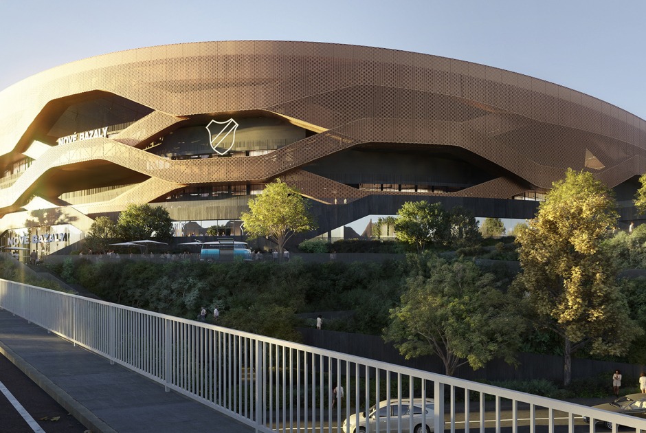 Nové Bazaly Stadium by L35 Architects. Rendering by L35 Architects