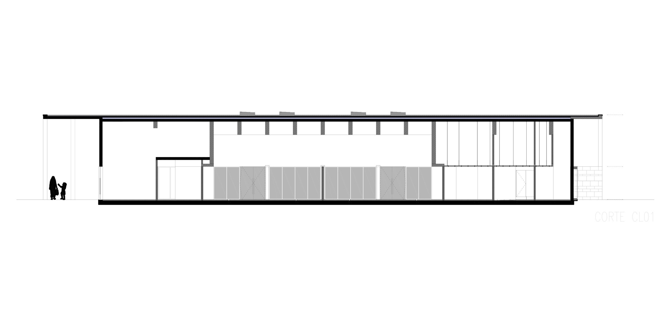 Longitudinal section. Caminha Market by Loftspace and Tiago Sousa. 