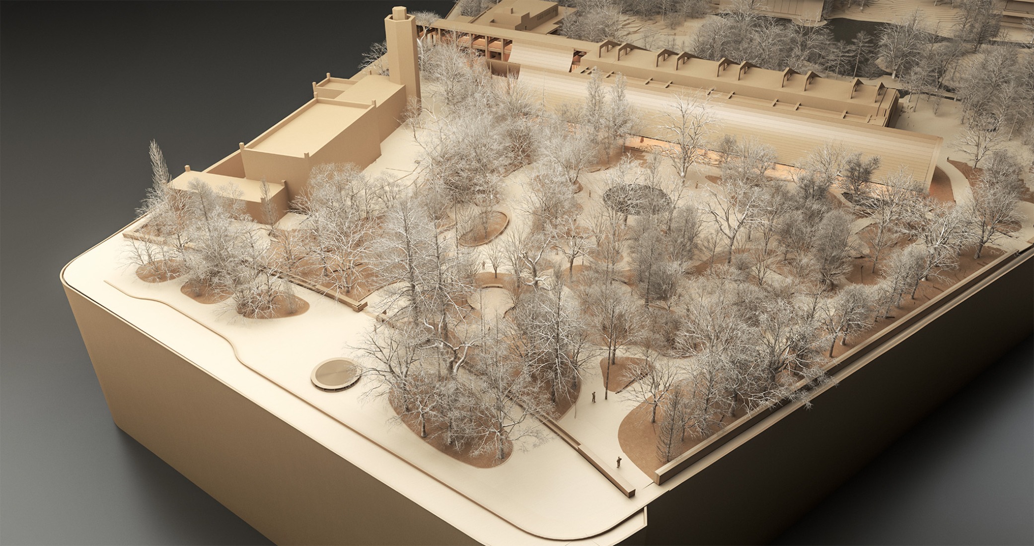 Model rendering. Centro de Arte Moderna Gulbenkian by KKAA.