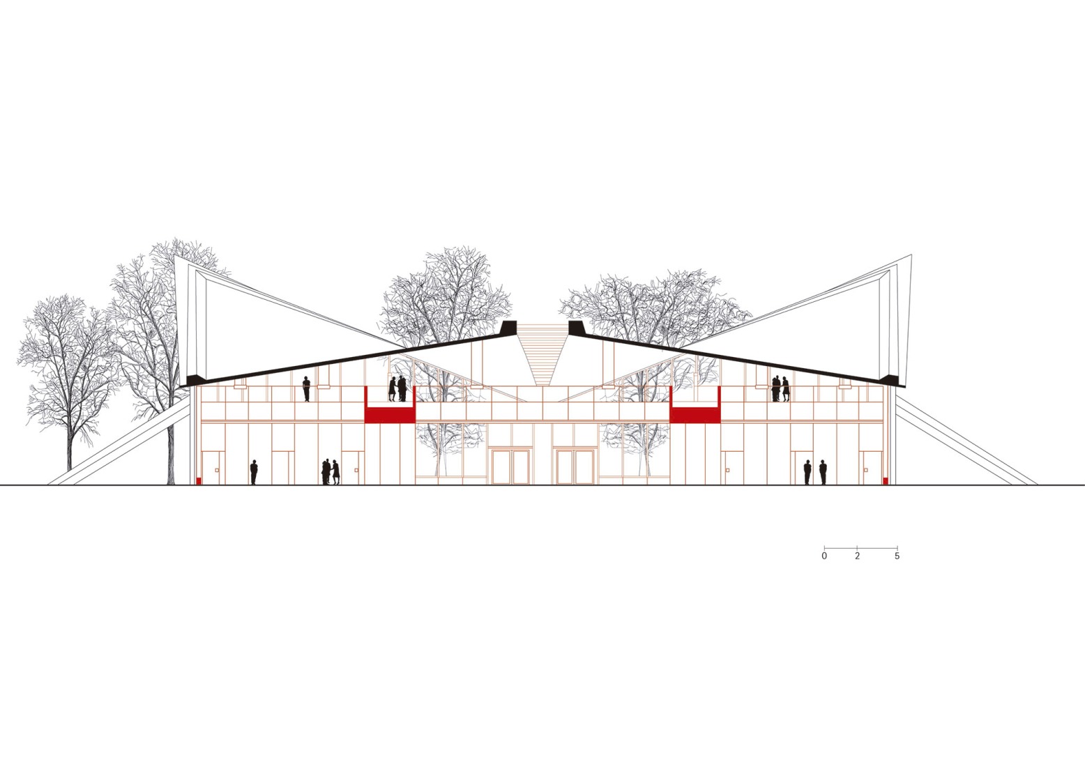Section. Hyparschale Magdeburg renovation by gmp Architekten.