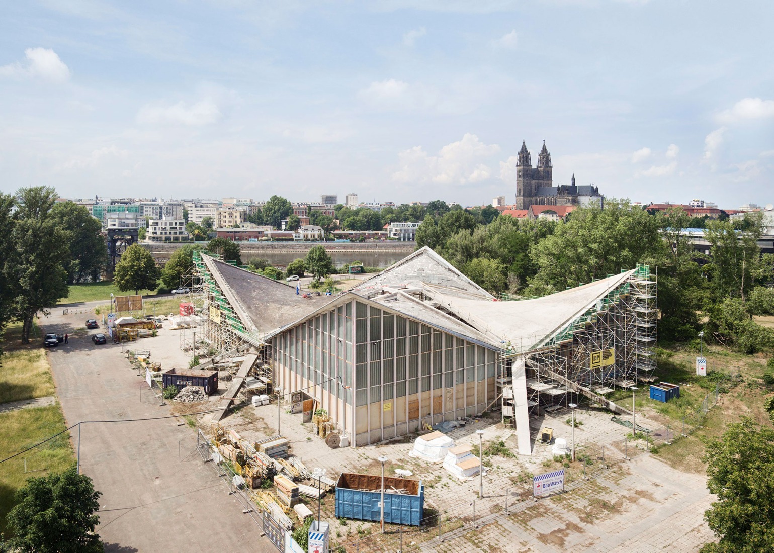 Hyparschale Magdeburg renovation by gmp Architekten. Photograph by Marcus Bredt.