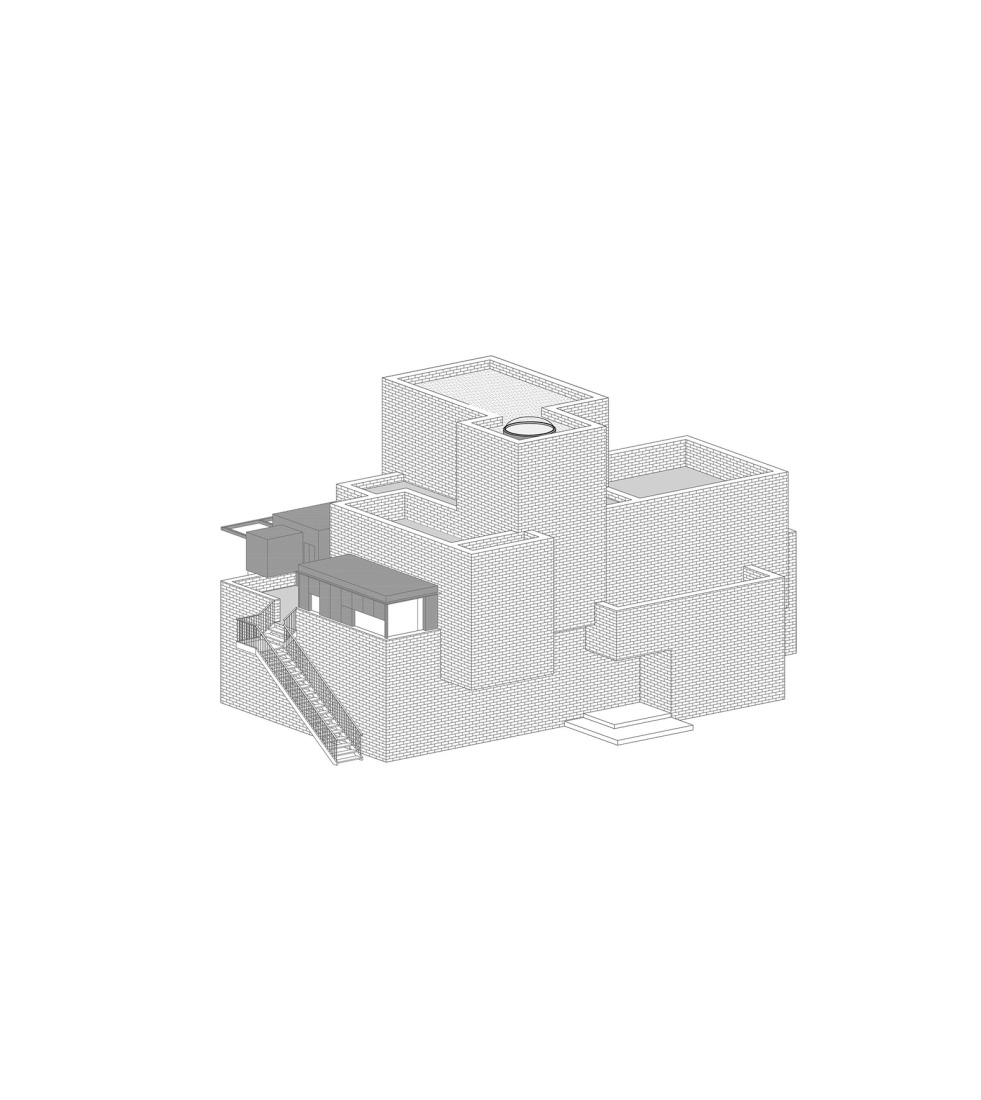Axonometry of the previous state. DOMEHOME. Extension of a single-family home in Aravaca by EME157.