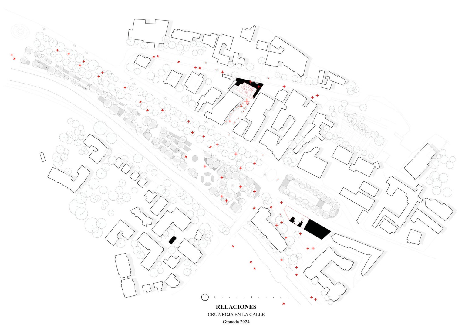Site plan and relations. A cardboard office by Tomás García Píriz Estudio.