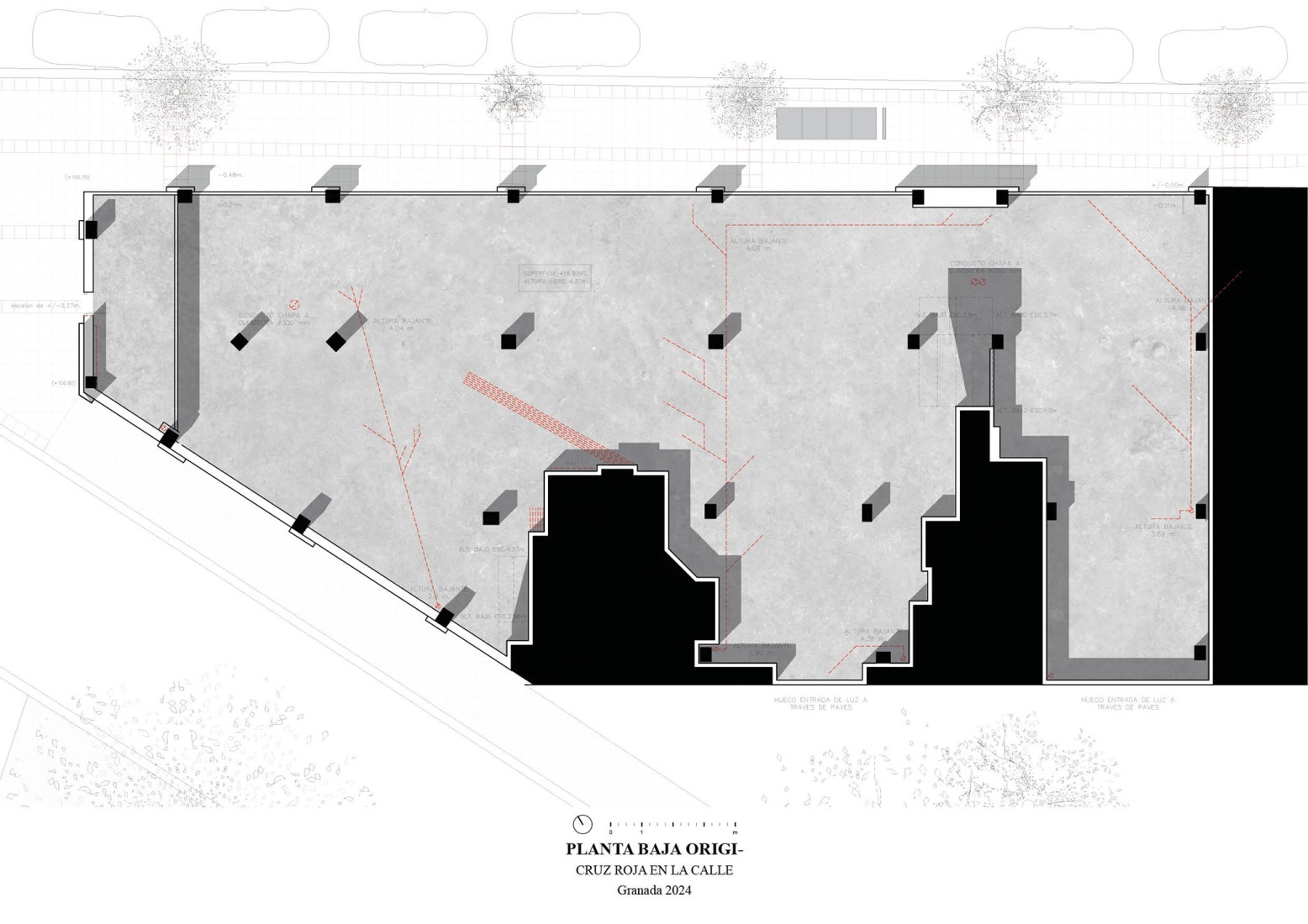Original ground floor plan.  A cardboard office by Tomás García Píriz Estudio.
