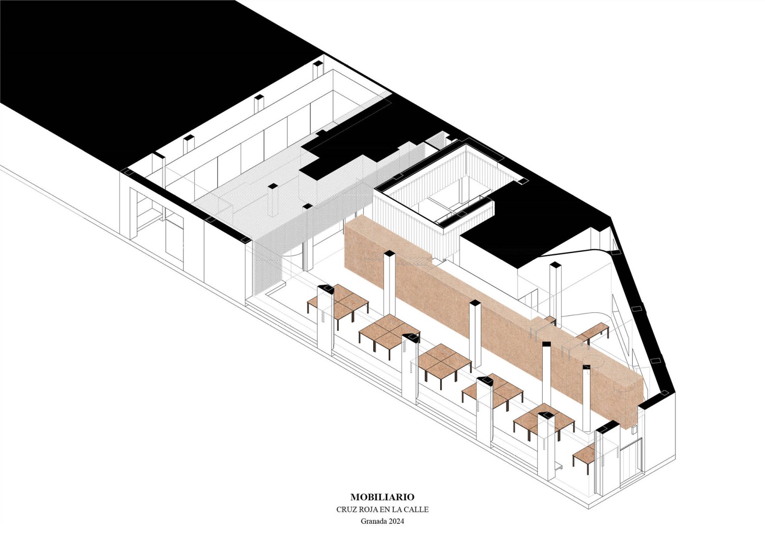 Axonometry of materiality. A cardboard office by Tomás García Píriz Estudio.