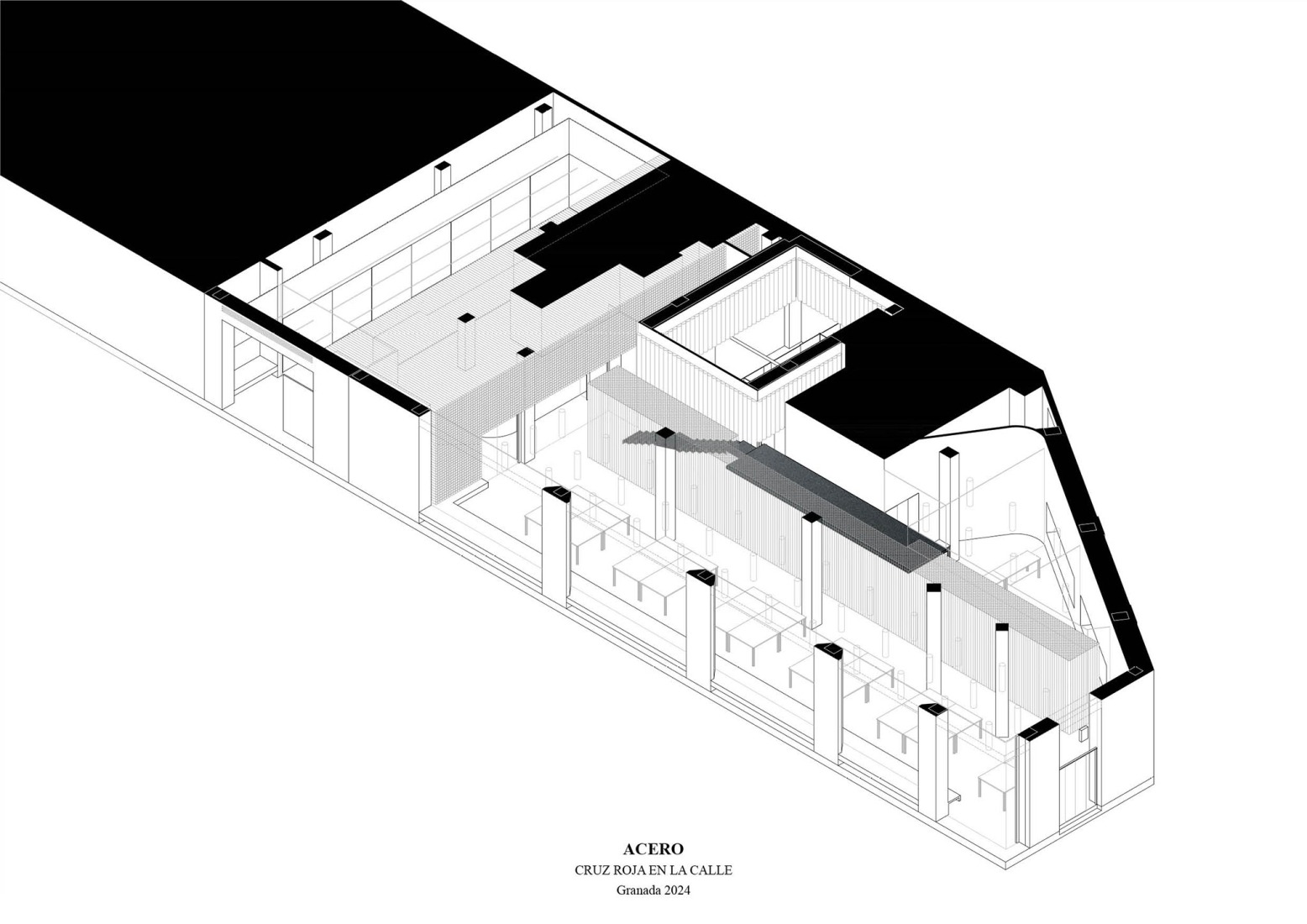 Axonometry of materiality. A cardboard office by Tomás García Píriz Estudio.