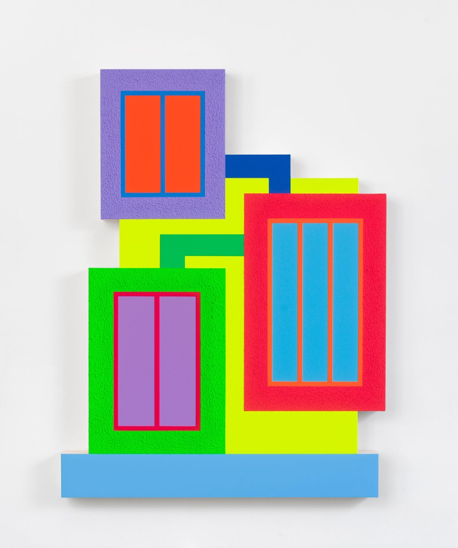 Reunion , 2024. Acrylic, fluorescent acrylic, and Roll‐a‐Tex on canvas. Blanca and Borja Thyssen‐Bornemisza collection.