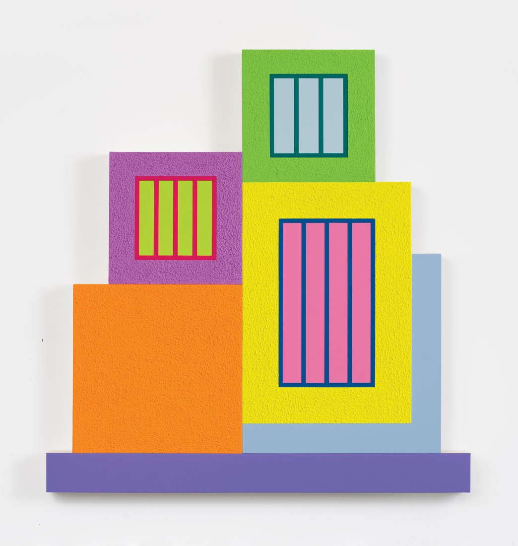 The Wrong Place, 2022. Acrylic, fluorescent acrylic, and Roll‐a‐Tex on canvas. Art Deco Gallery Collection.