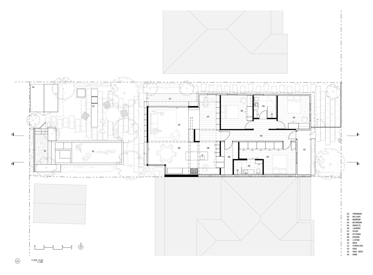 Ground floor plan. House K by Kart Projects.