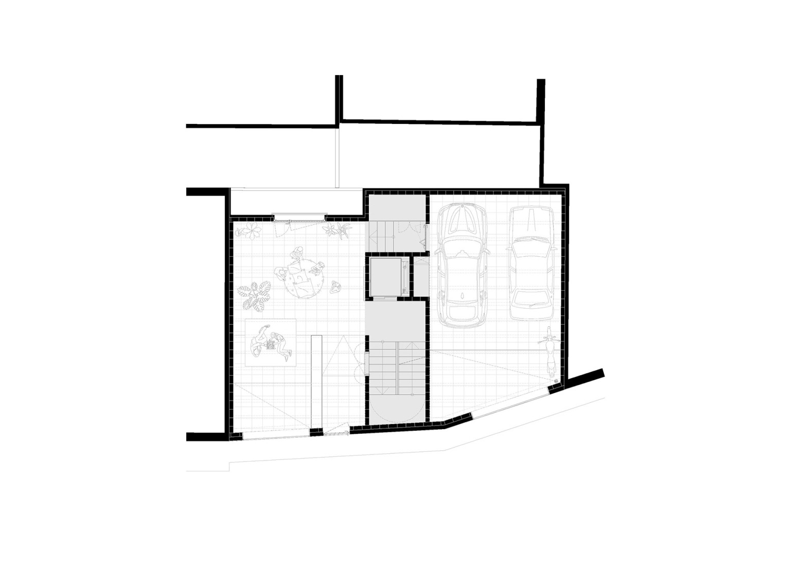 Plano de planta baja. Edificio(s) de viviendas Passatge Bailén por SAU Taller d´Arquitectura.