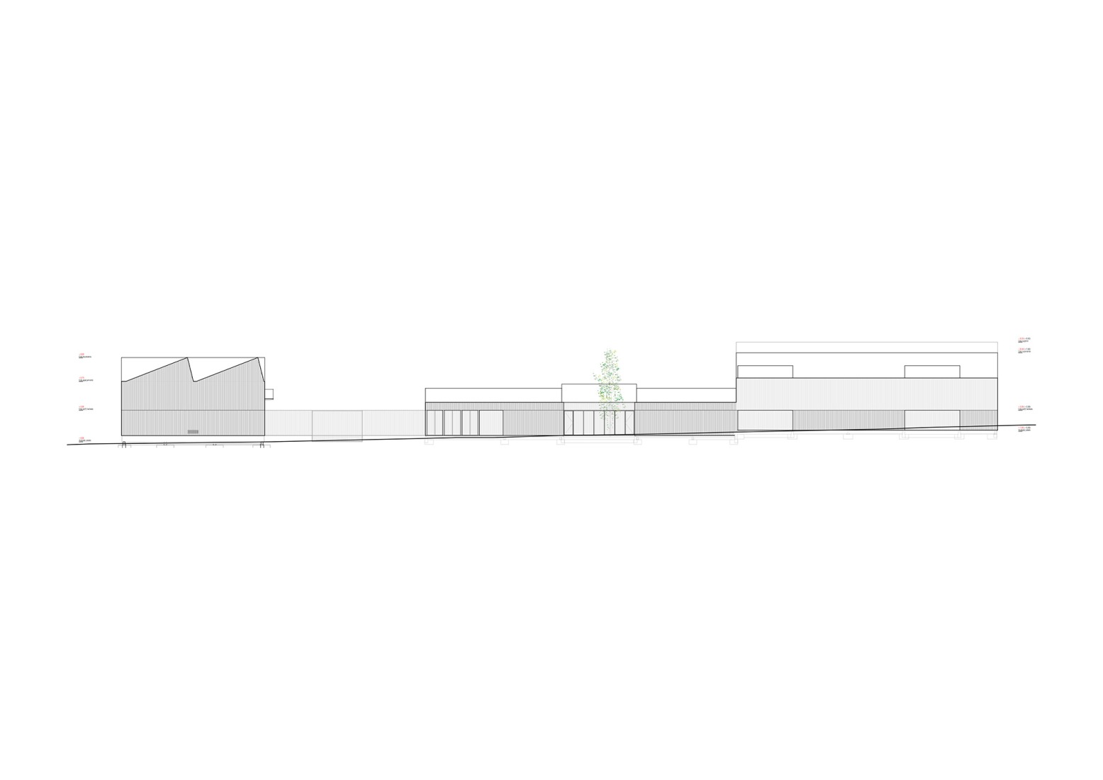 Alzado Noroeste. Base de emergencias de Protección Civil y Gestión Forestal por Santiago Carroquino Arquitectos.