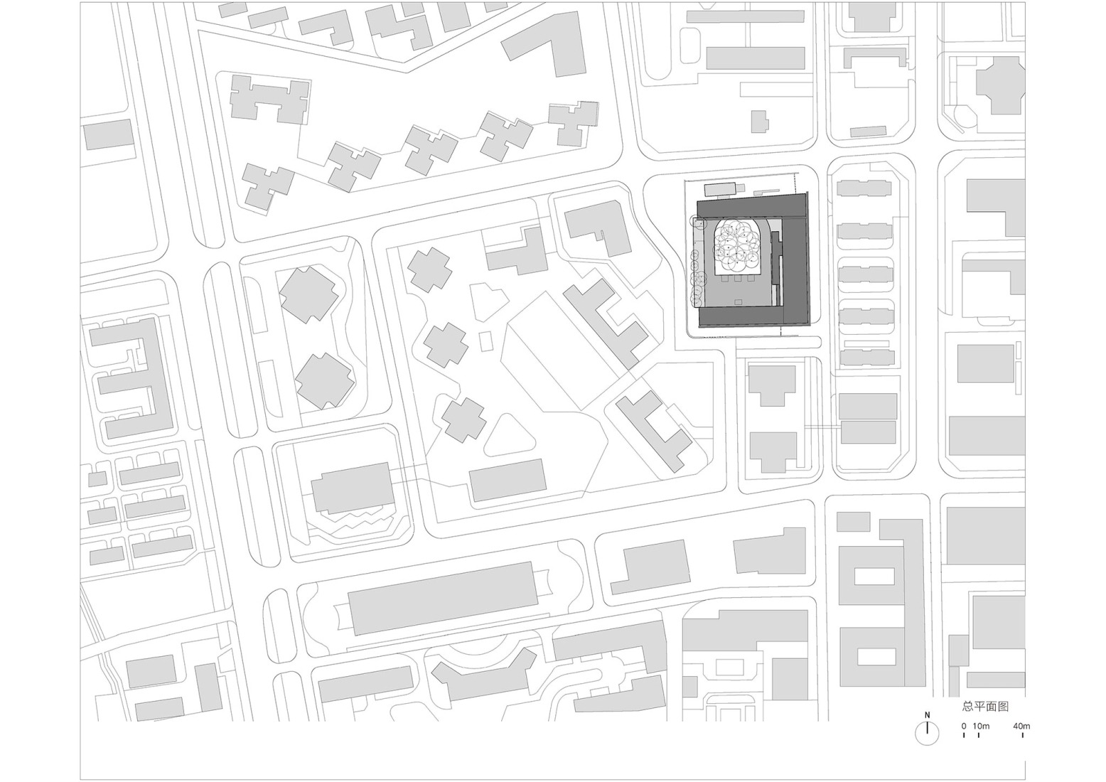 Plano de situación. Escuela primaria de lenguas extranjeras Liyuan por Vector Architects.