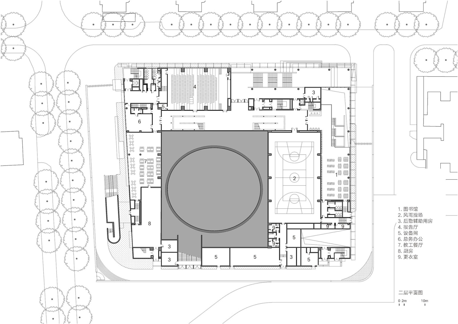 Plano de planta baja. Escuela primaria de lenguas extranjeras Liyuan por Vector Architects.