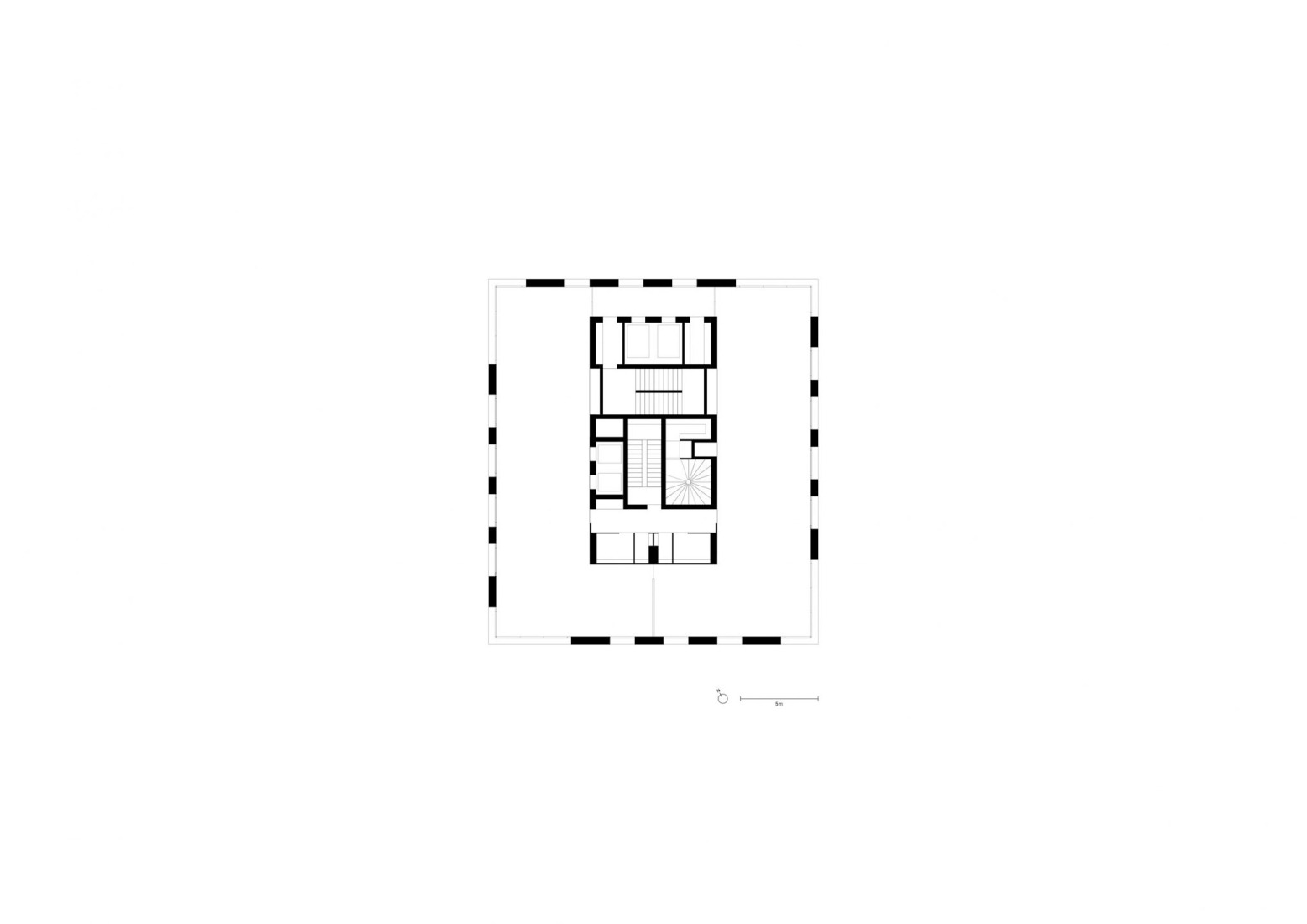 Tower, 2nd - 6th floor plan. Lyon Confluence by David Chipperfield Architects. 