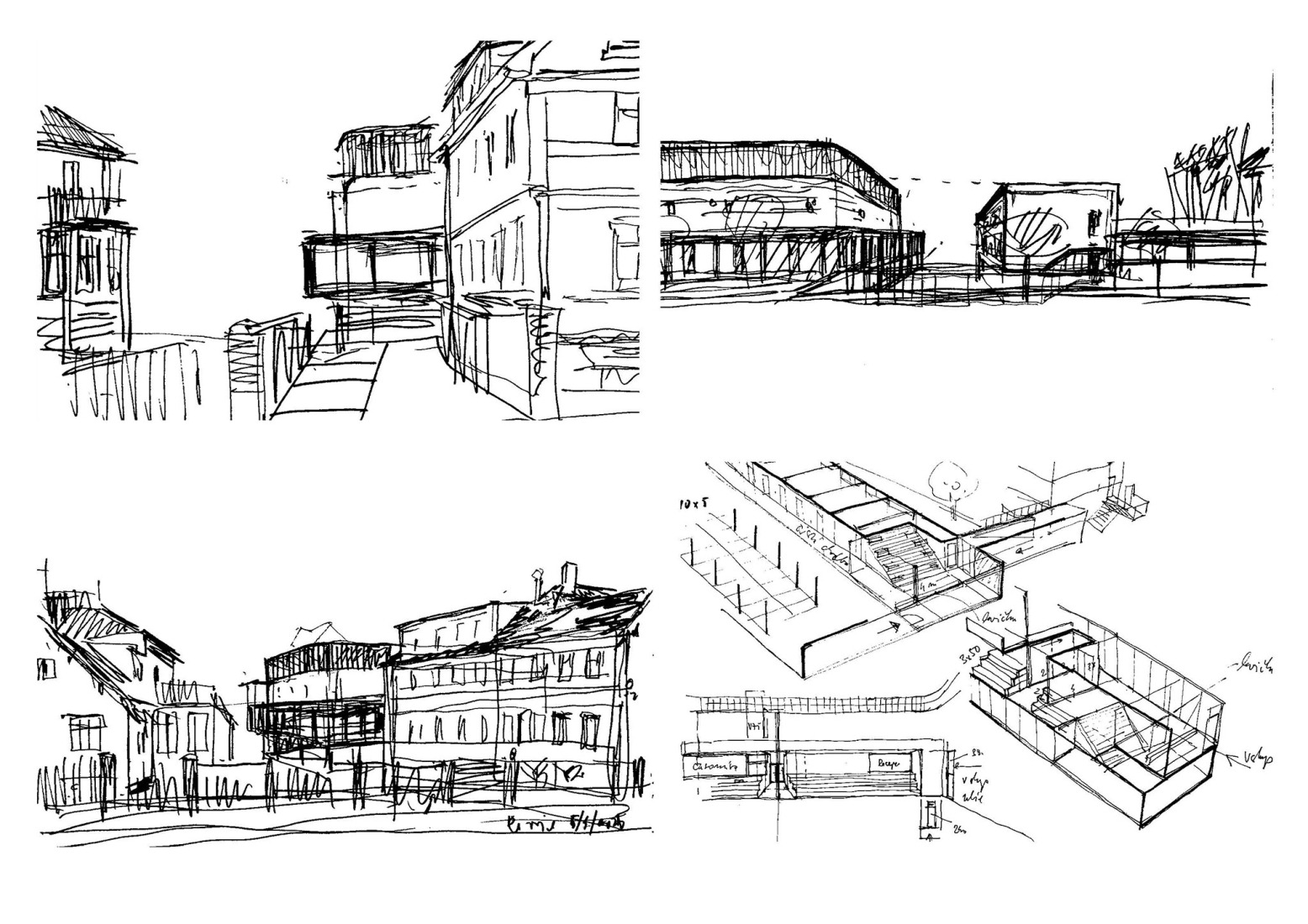 Croquis. Pabellón deportivo de Řevnice por Grido architekti.
