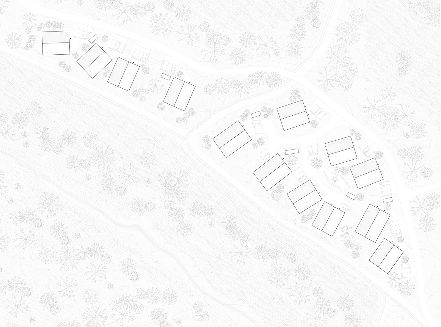 Site plan. Vinterro Cabins by R21 Arkitekter.