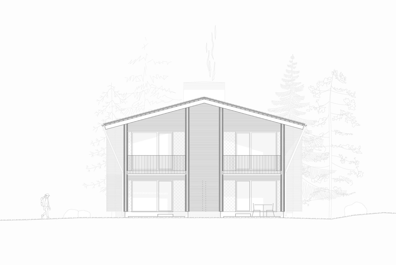 Elevation. Vinterro Cabins by R21 Arkitekter.