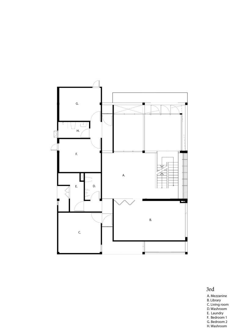 Plano de tercera planta. Casa Sebsiri por PHTAA living design.