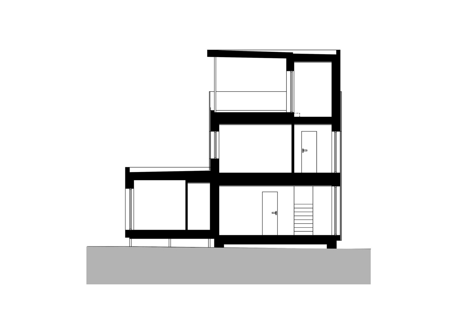 Sección. Sede Familiar y Empresarial Eko modular por Semela Ateliers.