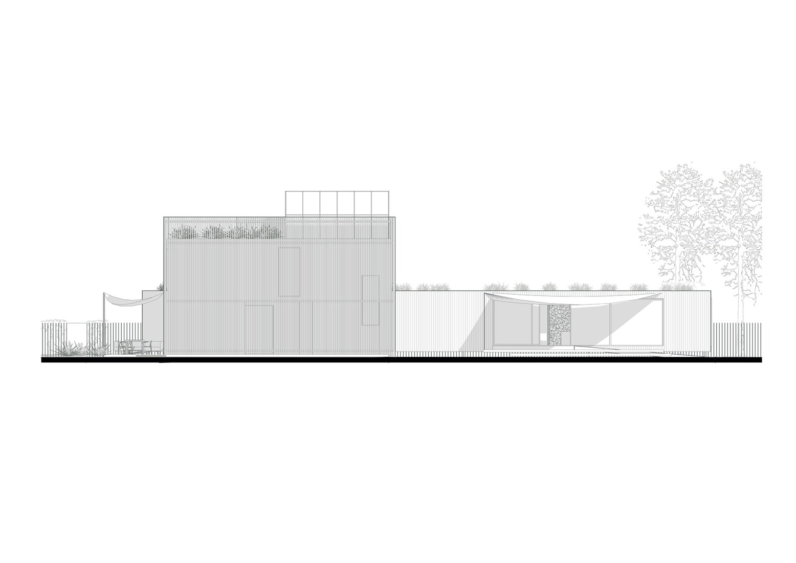Alzado. Sede Familiar y Empresarial Eko modular por Semela Ateliers.