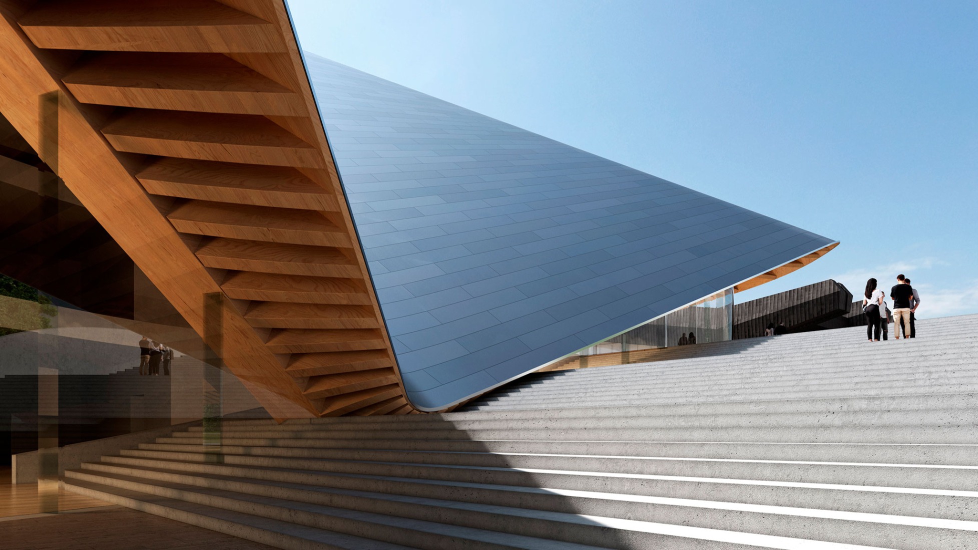 Teatro de la Ópera y el Ballet de Kosovo por BIG. Visualización por bloomimages, cortesía de Bjarke Ingels Group (BIG).