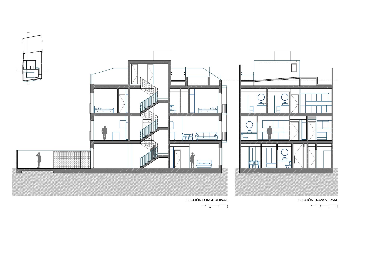 Section. Mazarí building by Endosdedos architecture.