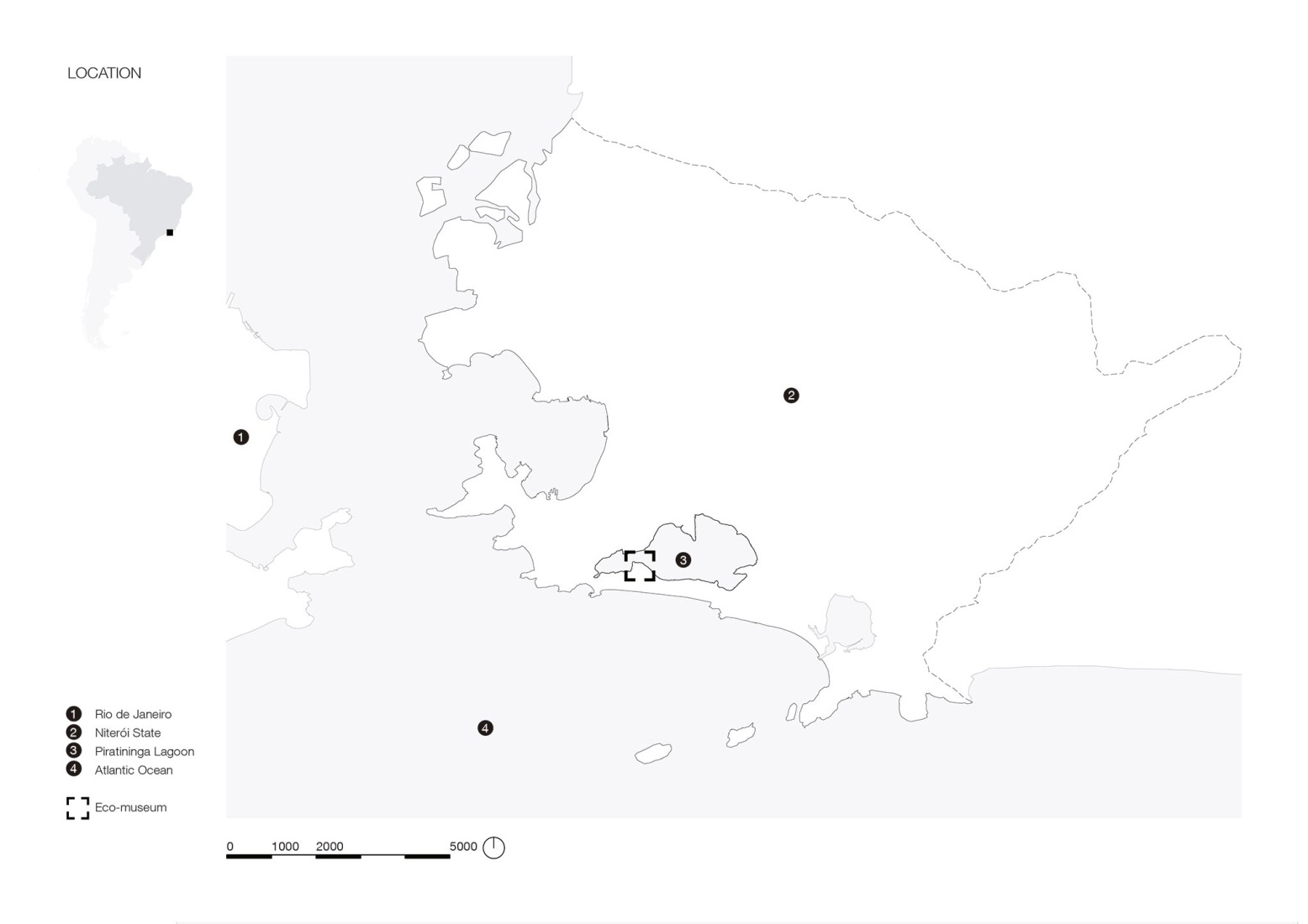Plano de situación. Eco-Museum y el parque Orla Piratininga por KAAN Architecten.
