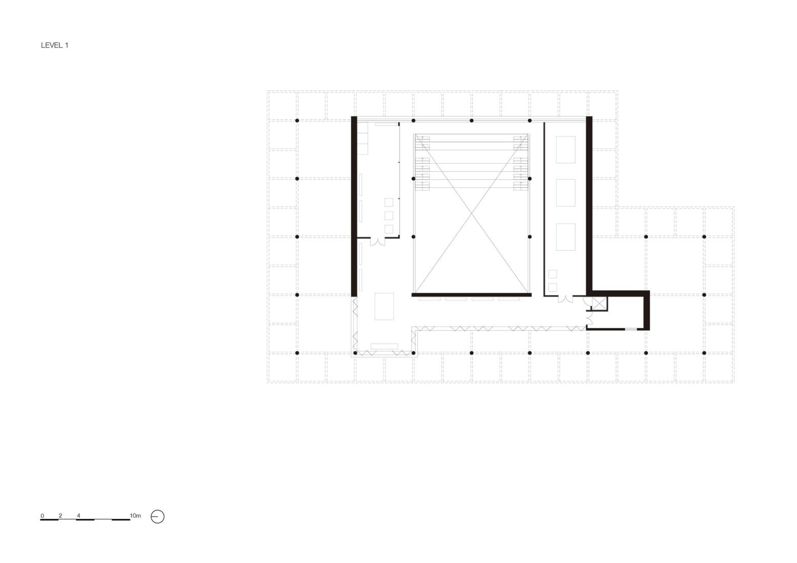 Plano de primera planta. Eco-Museum y el parque Orla Piratininga por KAAN Architecten.