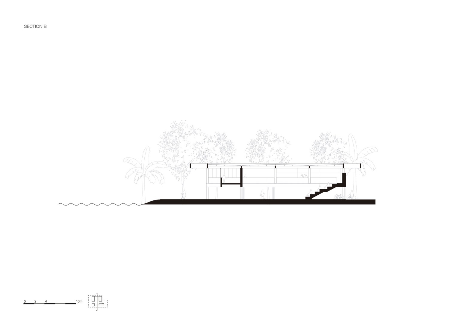 Sección. Eco-Museum y el parque Orla Piratininga por KAAN Architecten.