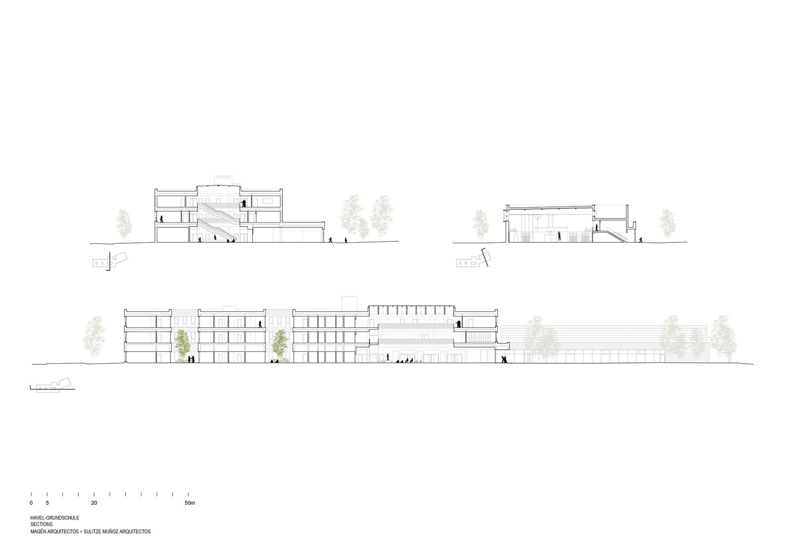 Sections. Havel primary school by Sulitze Muñoz Arquitectos + Magén Arquitectos.