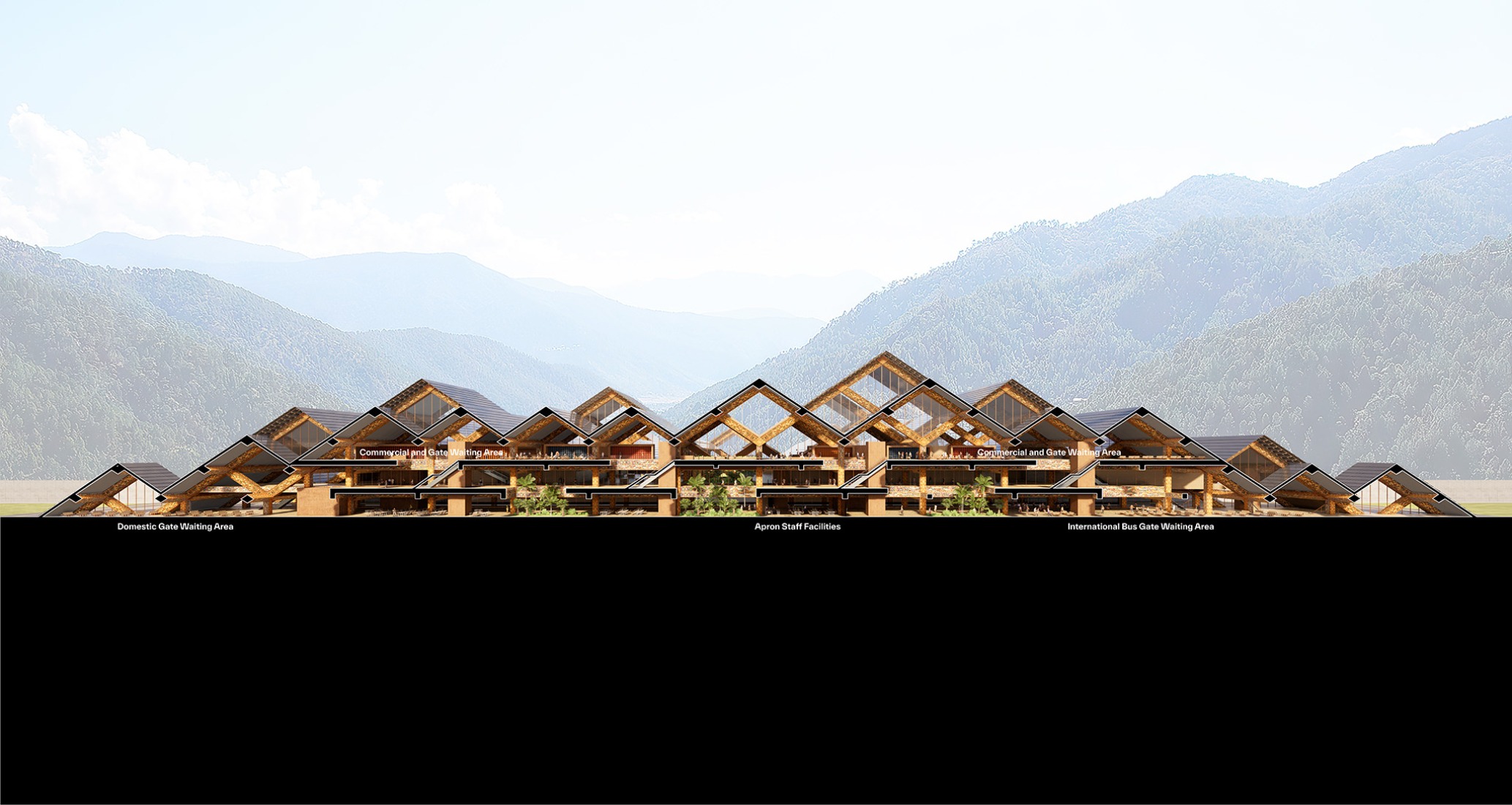 Sección. Aeropuerto Internacional de Gelephu por BIG.